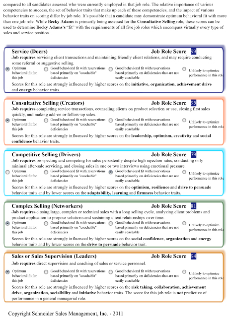 Optimum Performance Profile Sample Page Two